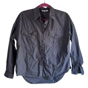Alex Mill Keeper Oversized Popover Button Long Sleeve Shirt Charcoal‎ Small Grey